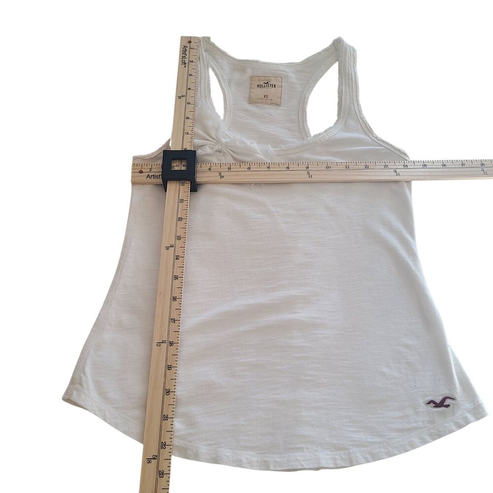 VTG Hollister Y2K White Bow Tank Top Coquette Camisole Fitted XS Fairycore - Picture 6 of 9